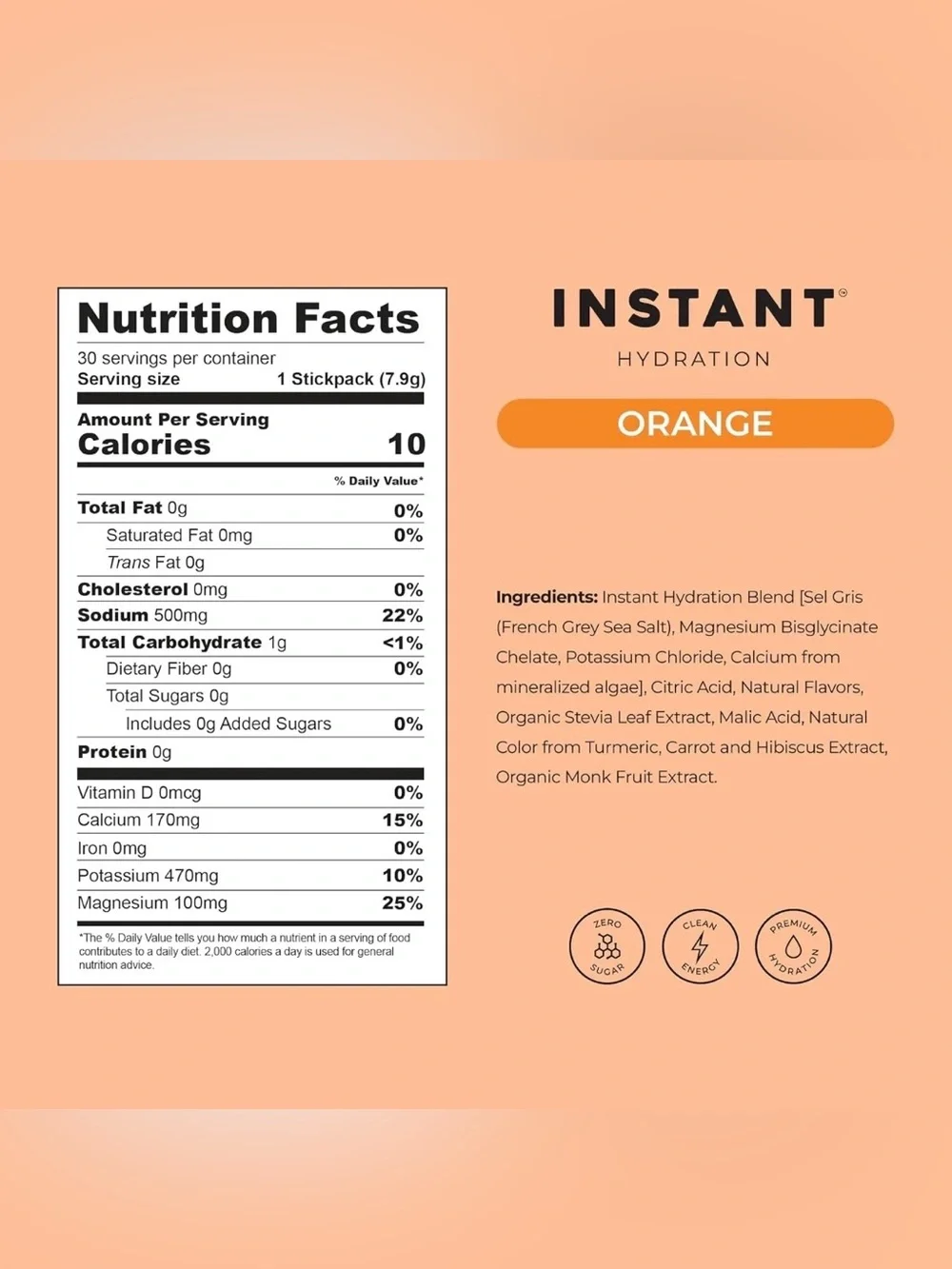 Instant Hydration Electrolyte Drink Mix – Orange